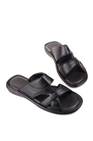 Castle Black 8521 Erkek Ortopedik Taban Hakiki Deri Terlik