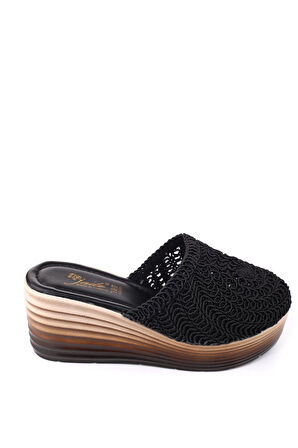 Papuç Sepeti Jade 4740 Kadın 8 Cm Dolgu Topuklu Hasır Örme Terlik