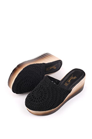 Papuç Sepeti Jade 4740 Kadın 8 Cm Dolgu Topuklu Hasır Örme Terlik