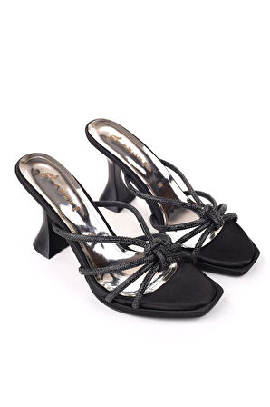 Papuç Sepeti 4747 Kadın 9 Cm Topuk Taşlı Fantazi Terlik