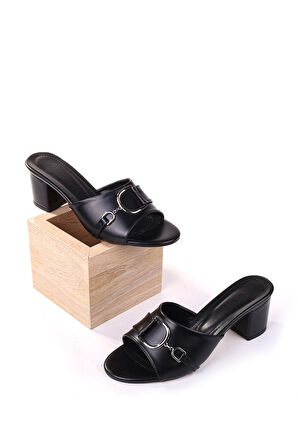 Papuç Sepeti LL107 Kadın 6,5 Cm Kare Topuk Günlük Terlik