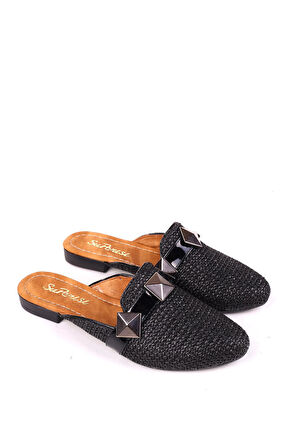 Papuç Sepeti 1860 Hasır Örme Desenli Günlük Kadın Terlik