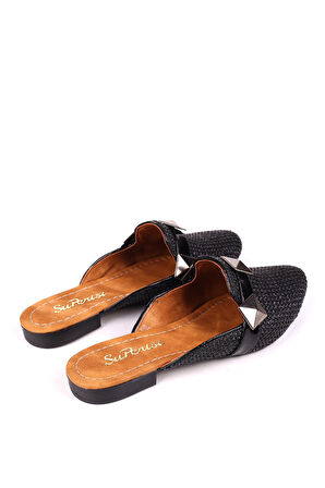 Papuç Sepeti 1860 Hasır Örme Desenli Günlük Kadın Terlik