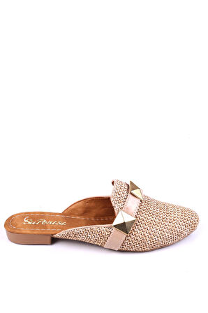 Papuç Sepeti 1860 Hasır Örme Desenli Günlük Kadın Terlik