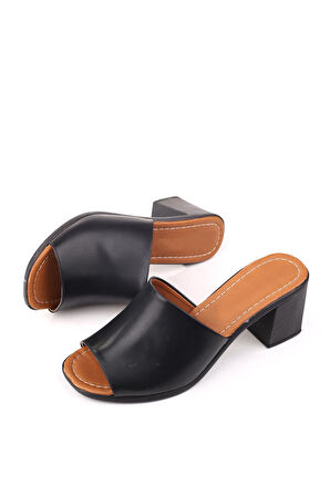 Papuç Sepeti 1701 Kadın 7 Cm Kare Topuk Rahat Taban Kadın Terlik