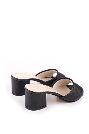 Papuç Sepeti 4854 Kadın Taşlı  Kare Topuk Rahat Taban  Çeyiz Terlik