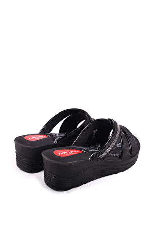 Papuç Sepeti 4869 Çapraz & Taşlı  Anatomik Taban Günlük Kadın Terlik