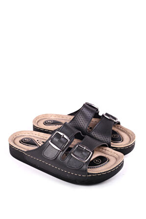 Papuç Sepeti 4872 Hera Kadın Çift Tokalı Rahat Taban Günlük Terlik