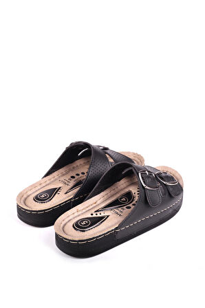 Papuç Sepeti 4872 Hera Kadın Çift Tokalı Rahat Taban Günlük Terlik