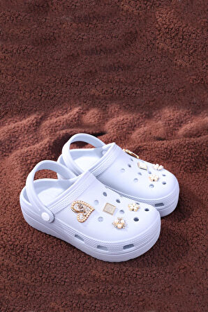 Papuç Sepeti Taşlı Kalın Taban Kadın Havuz/Plaj/Bahçe Terlik Sandalet