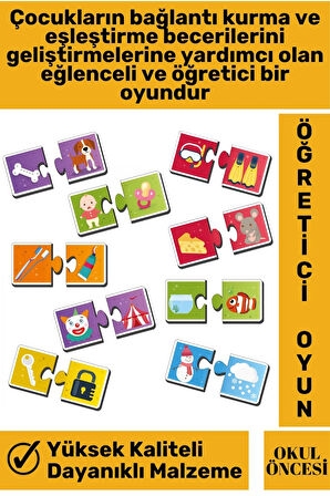 Preschool Eğitici Öğretici Zeka Geliştirici Okul Öncesi Eğlenceli Connect Game-BAĞLANTI KURMA OYUNU