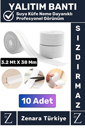 Premium Uzun Ömürlü Su Nem Küfe Dayanıklı Mutfak Lavabo Pencere Kenar Yalıtım Bandı 3.2 Mt X 10 Adet