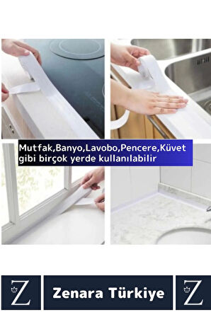 Premium Uzun Ömürlü Su Nem Küfe Dayanıklı Mutfak Lavabo Pencere Kenar Yalıtım Bandı 3.2 Mt X 10 Adet