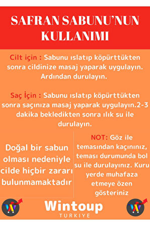 Özel Üretim %100 Doğal Cilt Onarıcı Tüm Vücut İçin Uygun Safran Sabunu 1 Adet