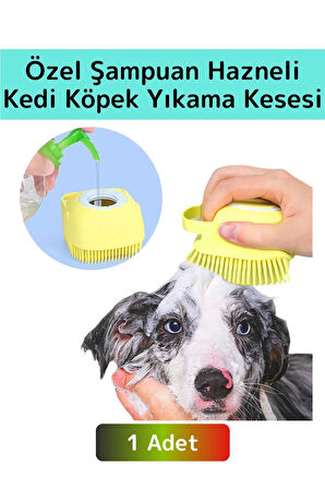 Özel Yumuşak Cilde Zararsız Masaj Etkili Şampuan Hazneli Evcil Hayvan Kedi Köpek Banyo Yıkama Kesesi