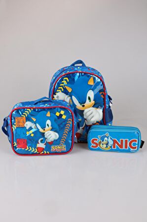 YENİ SEZON LİSANSLI SONIC "ANAOKUL ÇANTASI, BESLENME ÇANTASI VE KALEM ÇANTASI OKUL SETİ