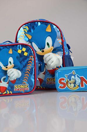 YENİ SEZON LİSANSLI SONIC "ANAOKUL ÇANTASI, BESLENME ÇANTASI VE KALEM ÇANTASI OKUL SETİ