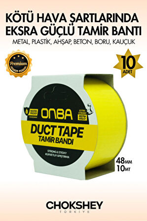 Süper Güçlü Su Geçirmez Sızdırmaz Sarı Renk Çok Amaçlı İzolasyon ve Tamir Bandı 48mm x 10m -10Adet