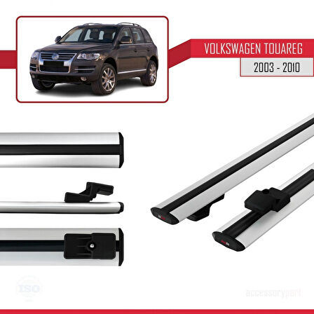 Volkswagen Touareg (7L) 2002-2010 Arası ile Uyumlu BASIC Model Ara Atkı Tavan Barı Gri 2 Adet