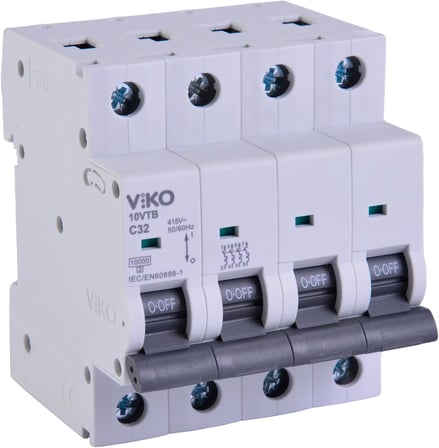 10VTB-4C32 Otomatik Sigorta 10kA C Tipi 4 Kutup 32A