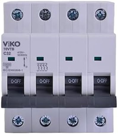 10VTB-4C32 Otomatik Sigorta 10kA C Tipi 4 Kutup 32A