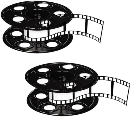 2 Parça Ödül Gece Film Makarası Film Şeridi ile Orta Parça Kırmızı Halı Hollywood Parti Dekorasyonları, 9" ve 15", Siyah/Beyaz