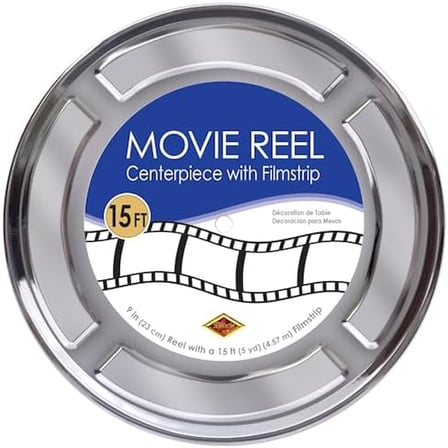 2 Parça Ödül Gece Film Makarası Film Şeridi ile Orta Parça Kırmızı Halı Hollywood Parti Dekorasyonları, 9" ve 15", Siyah/Beyaz