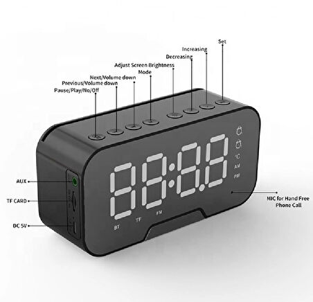 k-10 Alarmlı Dijital Çalar Saat /Bluetooth Hoparlör Speaker Fm Radyo