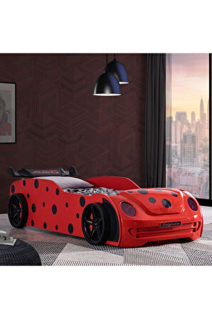 Arabalı Yatak, Ladybird Ledli Arabalı Yatak - Kırmızı