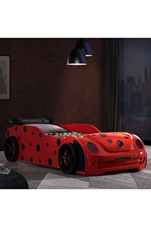 Arabalı Yatak, Ladybird Ledli Arabalı Yatak - Kırmızı