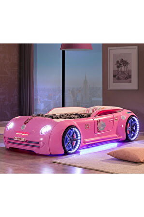 Arabalı Yatak, Pink Cooper Full Ledli Arabalı Yatak