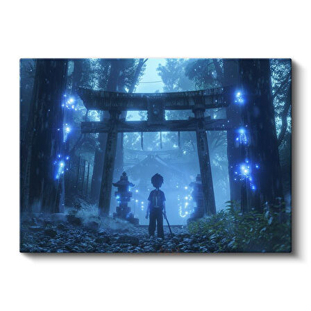 Kutsal Kapı - Mavi Orman Anime Kanvas Tablo