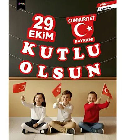 29 Ekim Cumhuriyet Bayramı Flama Karton Banner Okul Süsleme - 1 Adet