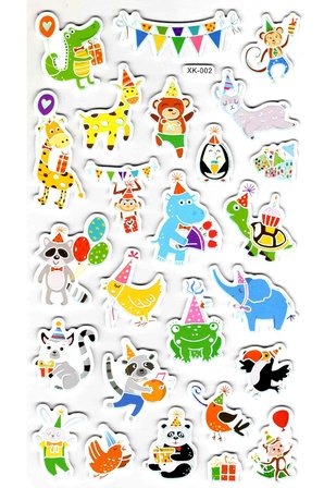 Sticker Eva Kabartmalı Stiker Çıkartma Defter Etiket (XK002) 14x24 cm - Parti Hayvan Sevimli