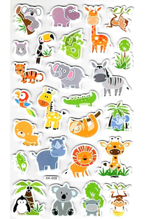 Sticker Eva Kabartmalı Stiker Çıkartma Defter Etiket (XK008) 14x24 cm - Orman Hayvanları