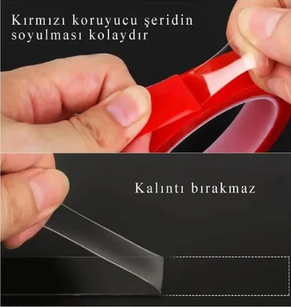 Çift Taraflı silikon Bant 18x2 Yrd Çivisiz Montaj Bandı - 1 Adet