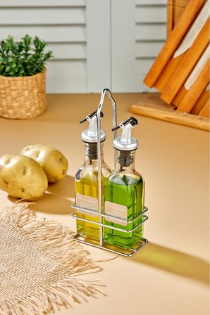 Cooker 2'li 150 ml Stantlı Cam Yağdanlık, Sosluk, Baharatlık Seti CKR2956