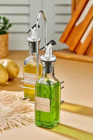 Cooker 2'li 150 ml Stantlı Cam Yağdanlık, Sosluk, Baharatlık Seti CKR2956