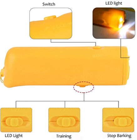 Ultrasonik Köpek Kovucu Ve Eğitici El feneri Özellikli ( PİL HEDİYELİ ) SARI RENK