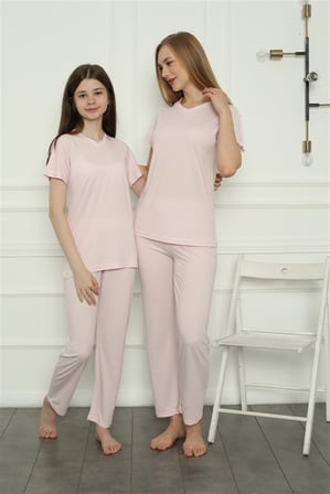 Moda Çizgi Anne Kız Aile Penye Pijama Takım Ayrı Ayrı Satılır. Fiyatları Farklıdır 50107 Pembe