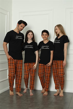 Moda Çizgi Aile Penye Pijama Takım (anne - kız ) 50118 Ayrı Ayrı Satılır . Fiyatları Farklıdır Siyah Kadın