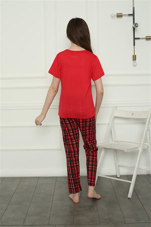 Moda Çizgi Aile Penye Pijama Takım (anne - kız ) 50114 Ayrı Ayrı Satılır . Fiyatları Farklıdır Kırmızı Kadın