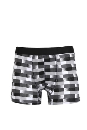 Moda Çizgi Erkek Penye Likralı Desenli Boxer 40120 Füme