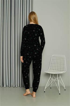 Moda Çizgi Welsoft Polar Kadın Pijama Takımı 8514 Siyah