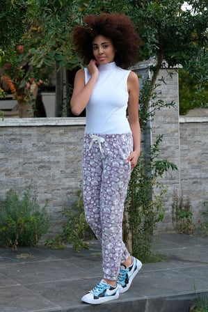 Moda Çizgi Kadın Welsoft Polar Tek Alt Pijama 210062 Mor