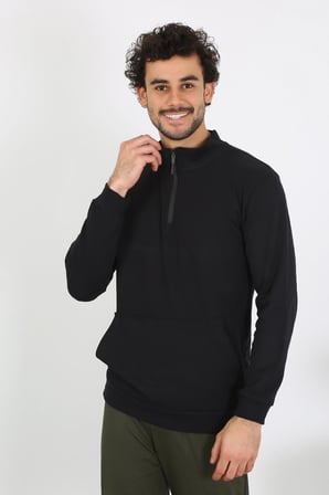 moda çizgi Erkek 3 İplik Penye Sweatshirt 6850 SİYAH