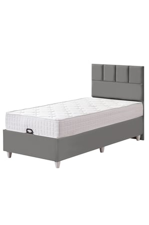 Baza Seti, Monaco Tek Kişilik Baza Başlık Maxi Yatak Seti, Gri - 90x190 cm