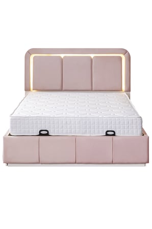 Demonte Baza Seti, Nox Ledli Çift Kişilik Baza Başlık Maxi Yatak Seti, Pembe - 160x200 cm