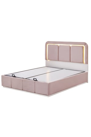 Demonte Baza Seti, Nox Ledli Çift Kişilik Baza Başlık Maxi Yatak Seti, Pembe - 160x200 cm