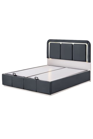 Demonte Baza Seti, Nox Ledli Çift Kişilik Baza Başlık Maxi Yatak Seti, Antrasit - 160x200 cm